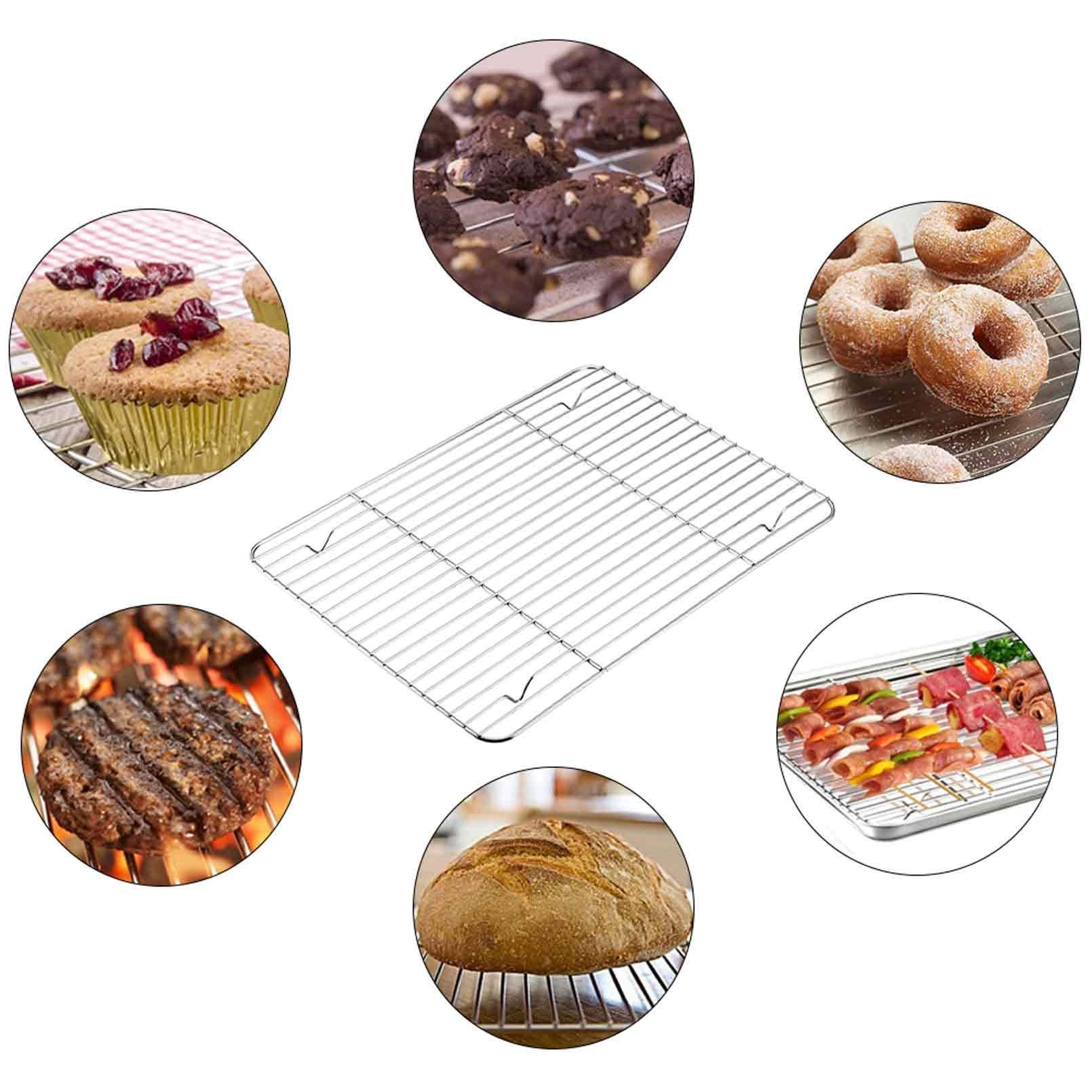 Teamfar Cooling Rack Set Of 4, Roasting Baking Racks Stainless Steel For Baking Sheet Toaster Oven Pan, Healthy & Rust Free, Mir